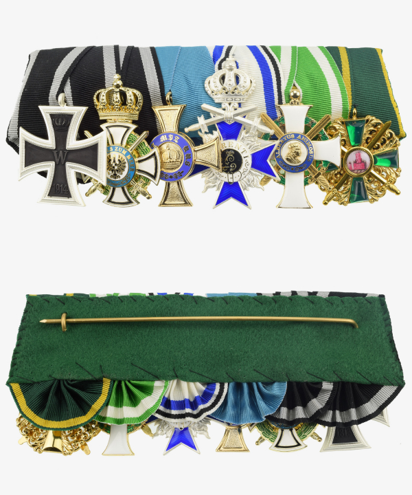 Ordensspange Eisernes Kreuz 1914, Hausorden Hohenzollern, Kronen Orden, Militärverdienst Orden, Albrechtsorden, Zähringer Löwe